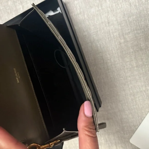 Saint Laurent Silver Quilted Clutch with Chevron Pattern - Picture 6 of 6